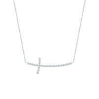 Zirconia Cross Pendant Necklace (14K).