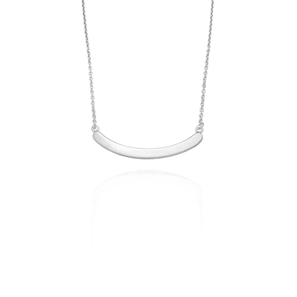 Curved Plain Bar Necklace (Silver) New York Popular Jewelry