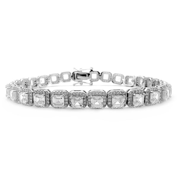 Cushion Shaped Tennis Bracelet (Silver) Popular Jewelry New York