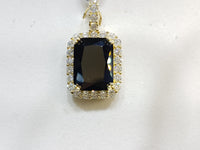 Omenala Emerald-Cut Gemstone Gold Pendant w / Diamonds