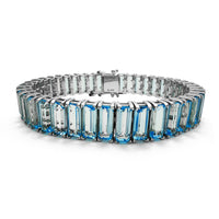 Cyan Baguettes Zirconia Tennis Bracelet (Silver)
