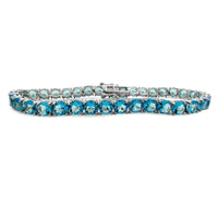 Cyan Zirconia Round Tennis Bracelet (Silver) Popular Jewelry New York