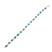 Cyan Evil Eyes Bracelet (14K) Popular Jewelry New York