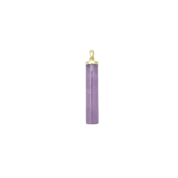 Cylinder Purple Jade Pendant (14K) Popular Jewelry New York