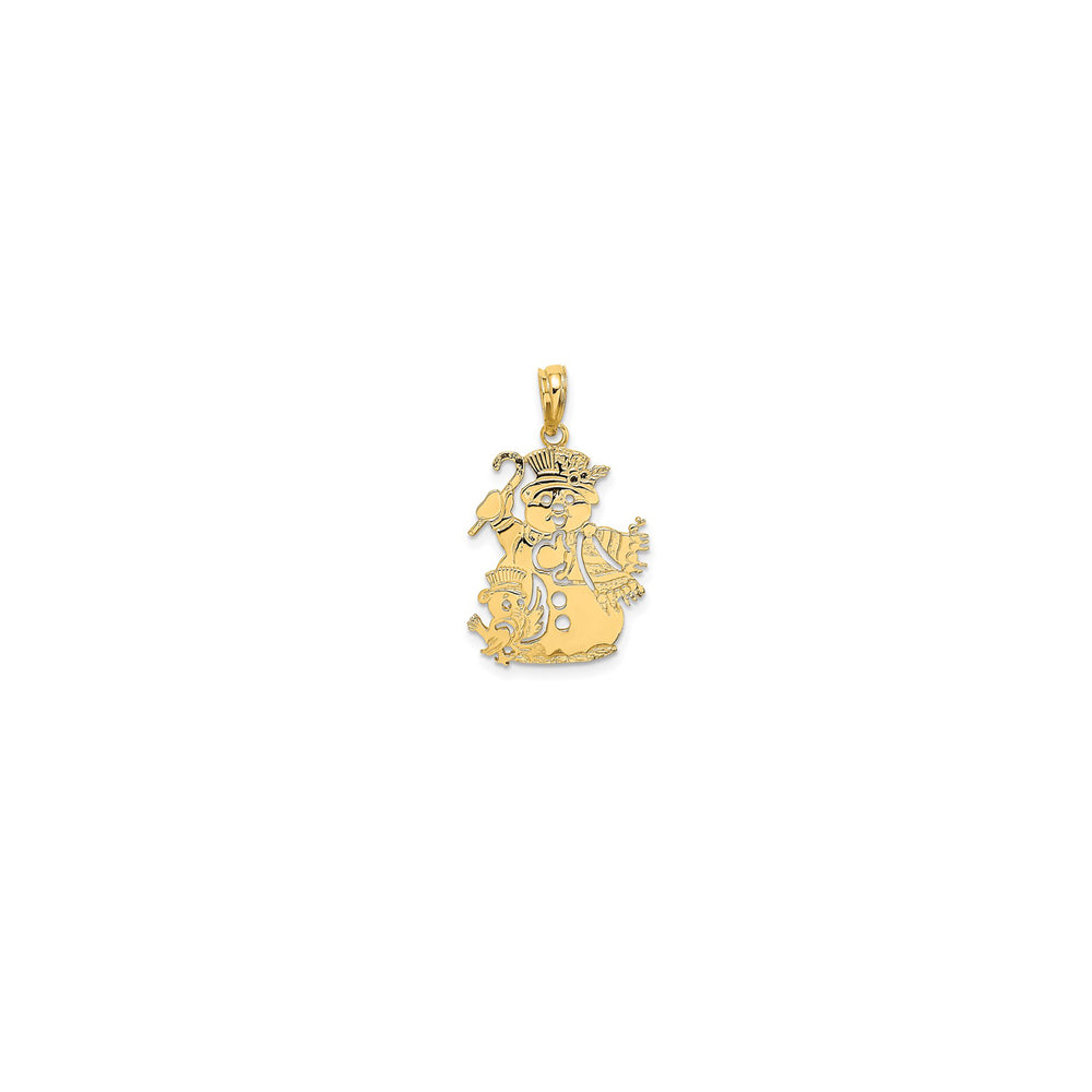 Glossy Outlined Snowman Pendant (14K)