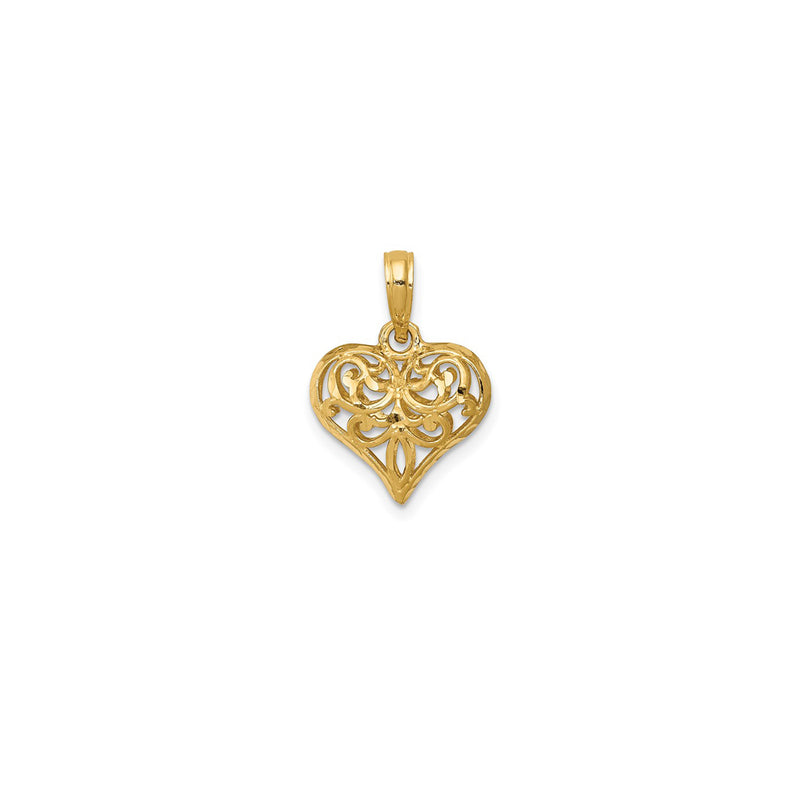 Polished 3-D Filigree Puffed Heart Pendant (14K) Popular Jewelry New York