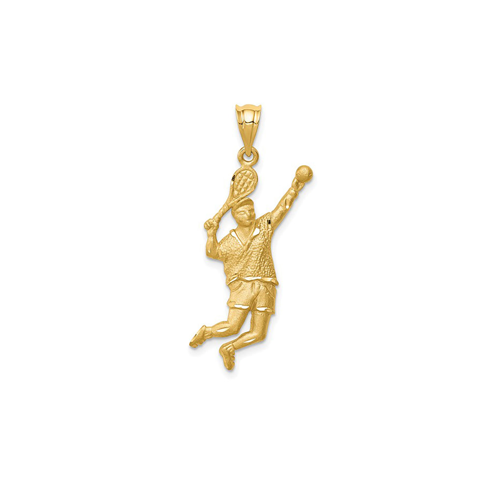 Brushed-Finish Tennis Player Pendant (14K)