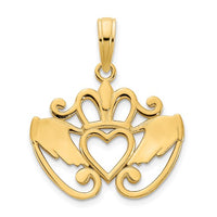 Glossy Outlined Claddagh Pendant (14K)