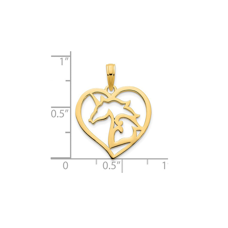 Outlined Unicorn Heart Pendant (14K)