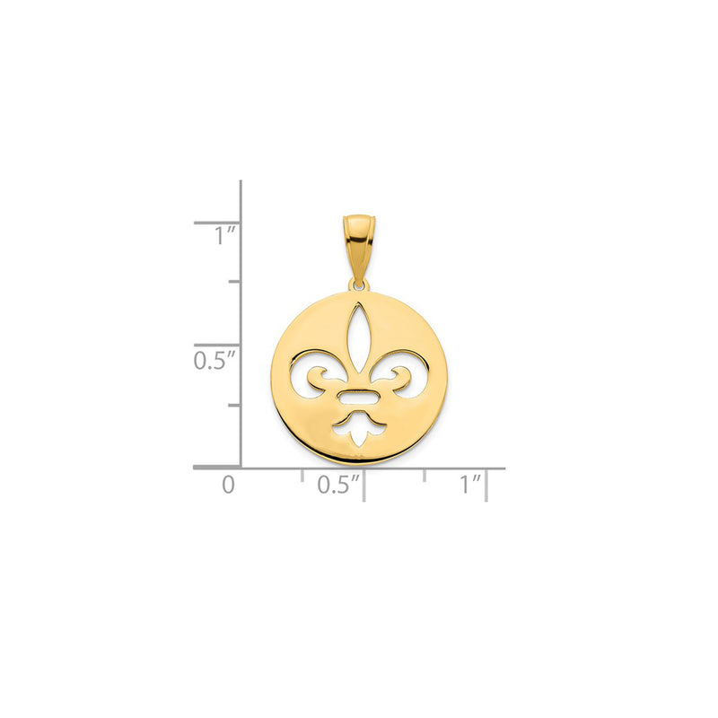 Silhouette Fleur de Lis Medallion Pendant (14K) Popular Jewelry New York