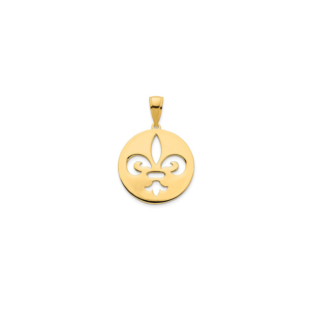 Silhouette Fleur de Lis Medallion Pendant (14K) Popular Jewelry New York