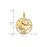 Round Frame Unicorn Pendant (14K)