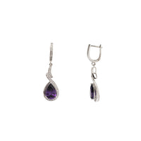 Dangling Purple Stone Earrings (Silver)