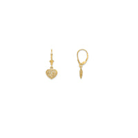Yellow Gold Heart Puffy Dangling Earring (14K)