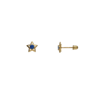 Zirconia Outlined Star Stud Earrings (14K)
