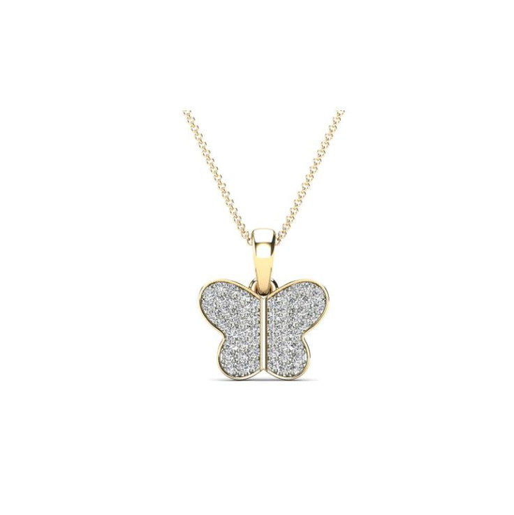 Iced-Out Diamond Butterfly Pendant (14K)