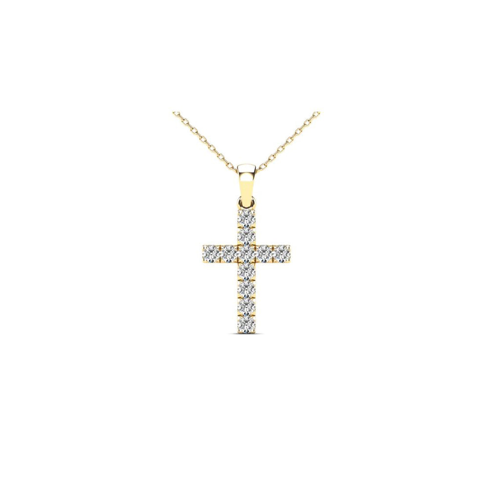 Iced-Out Diamond Cross Pendant (14K)