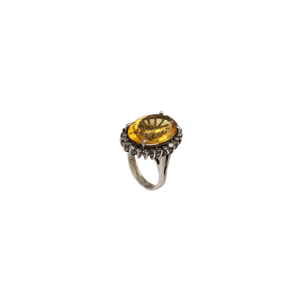 Oval Citrine With Diamond Ring (14K)