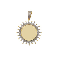 Diamond Pave Splash Round Memorial Picture Medallion Pendant (10K) Popular Jewelry NY