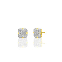 Iced-Out Diamond Square Stud Earrings (14K)