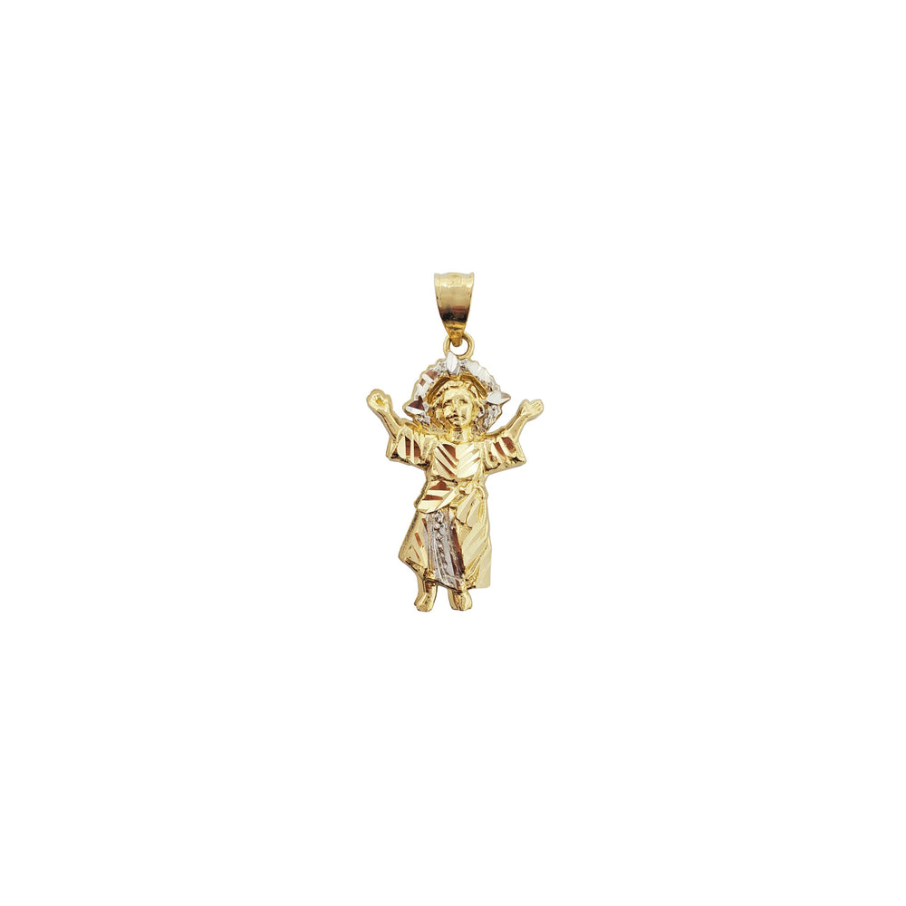 Two-Tone Diamond-Cut Divine Child Open Back Pendant (14K)