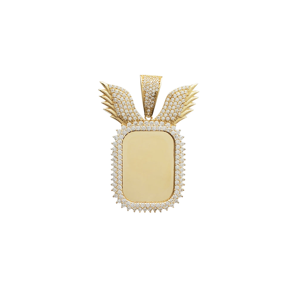 Winged Dogtag Picture Pendant (14K)