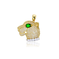 Yellow Gold CZ Dog Head Pendant (14K)