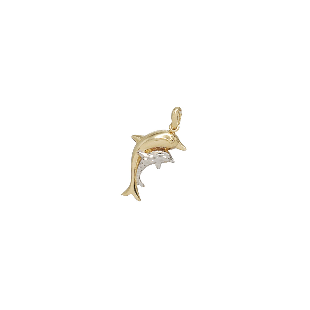 Dolphin Mom & Baby Pendant (14K)