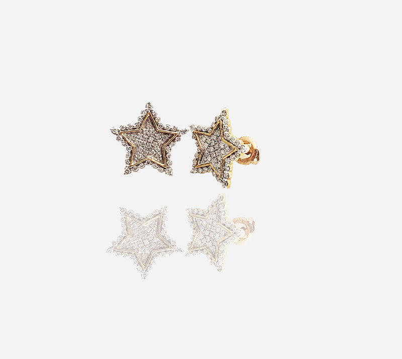 Double Star Stud Diamond Earring (10K)