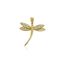 Yellow Gold CZ Dragonfly Pendant (14K)