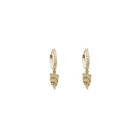 Dangling Leaf CZ Huggie Earrings (14K) Popular Jewelry New York