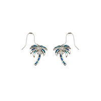 Dangling Opal Palm Tree Earrings (Silver)