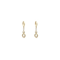 Dangling Tri Convex CZ Huggie Earrings (14K)