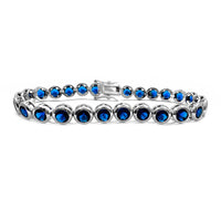 Gelang Tenis Bezel Biru Gelap (Perak) Popular Jewelry New York