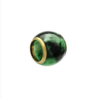 [10 mm] I-Dark Green Jade Barrel Bead Pendant (14K) Popular Jewelry I-New York