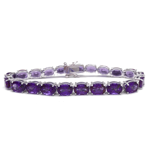 Zirconia Dark Purple Oval Tennis Bracelet (Silver)