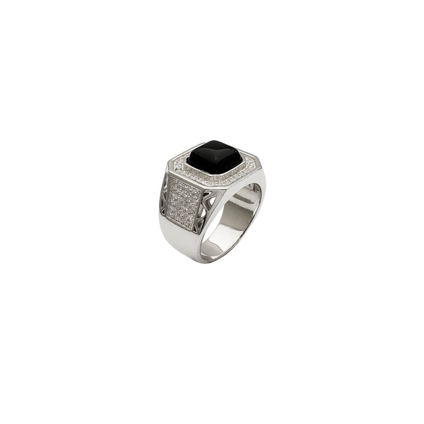 Deluxe Onyx CZ Ring (Silver)