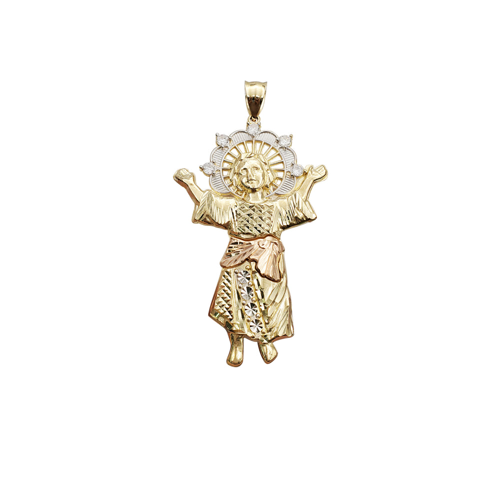 Diamond-Cut Baby Jesus CZ Pendant (14K)