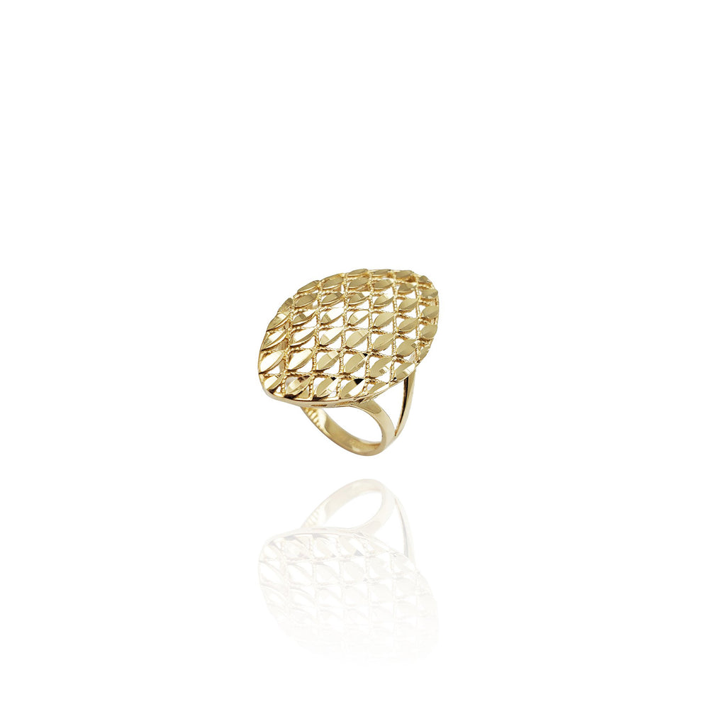 Diamond-Cut Wasp Net Print Ring (14K)