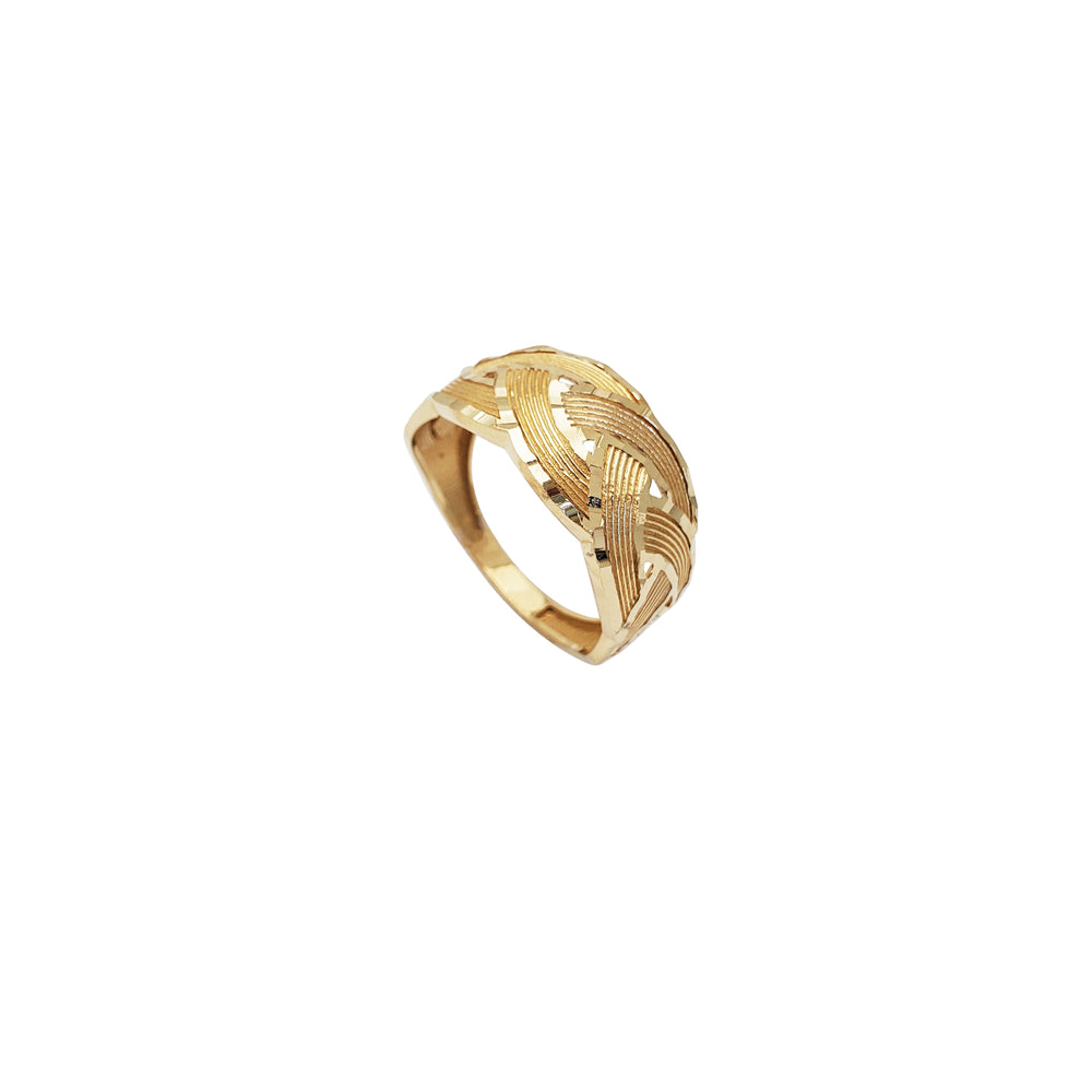 Diamond-Cut Flat Rope Ring (14K)