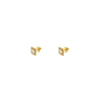 Dimanta bagetes apaļie Halo auskari (14K) Popular Jewelry NY