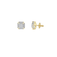 Diamond Baguette & Round Stud Earrings (14K)