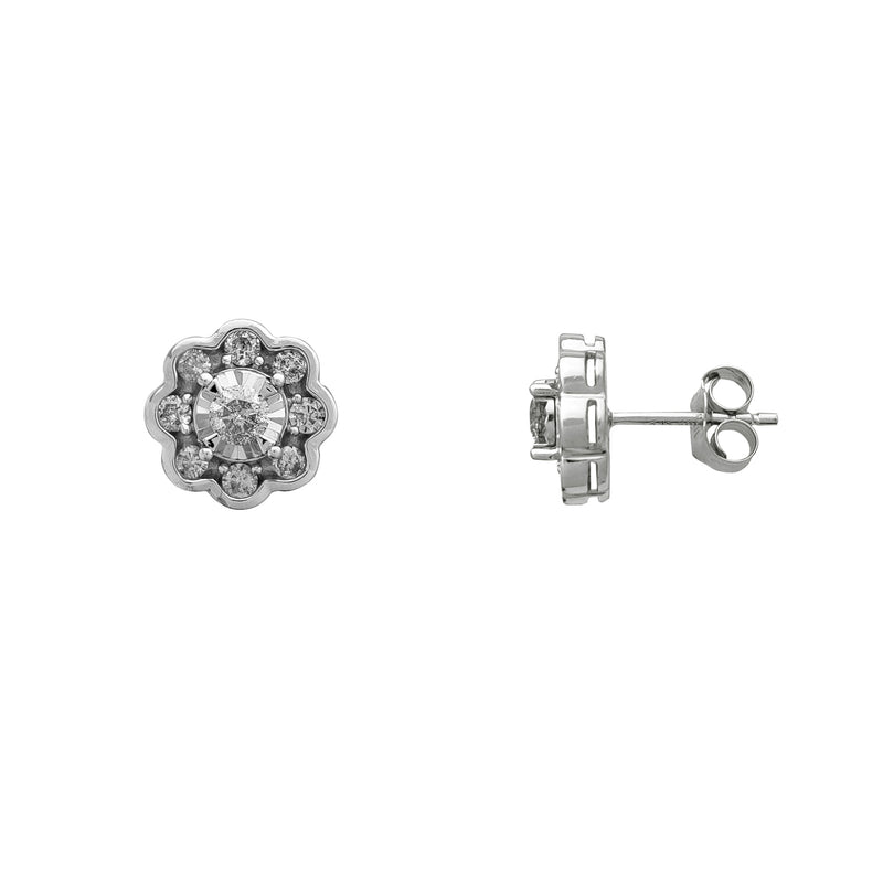 Diamond Blossom Flower Stud Earrings (10K) Popular Jewelry New York