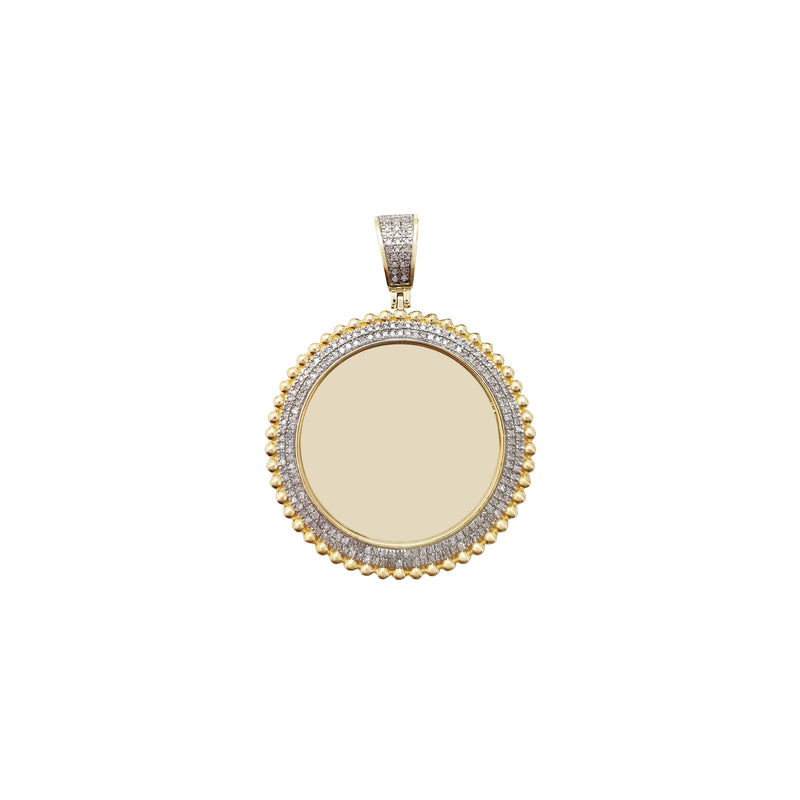 Diamond Budded Pave Round Memorial Picture Medallion Pendant (10K) Popular Jewelry New York