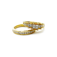 ダイヤモンド チャネル セッティングの婚約指輪と結婚指輪のセット (14K)