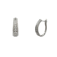 Diamond Channel Setting Oval Hoops Earrings (14K) Popular Jewelry New York
