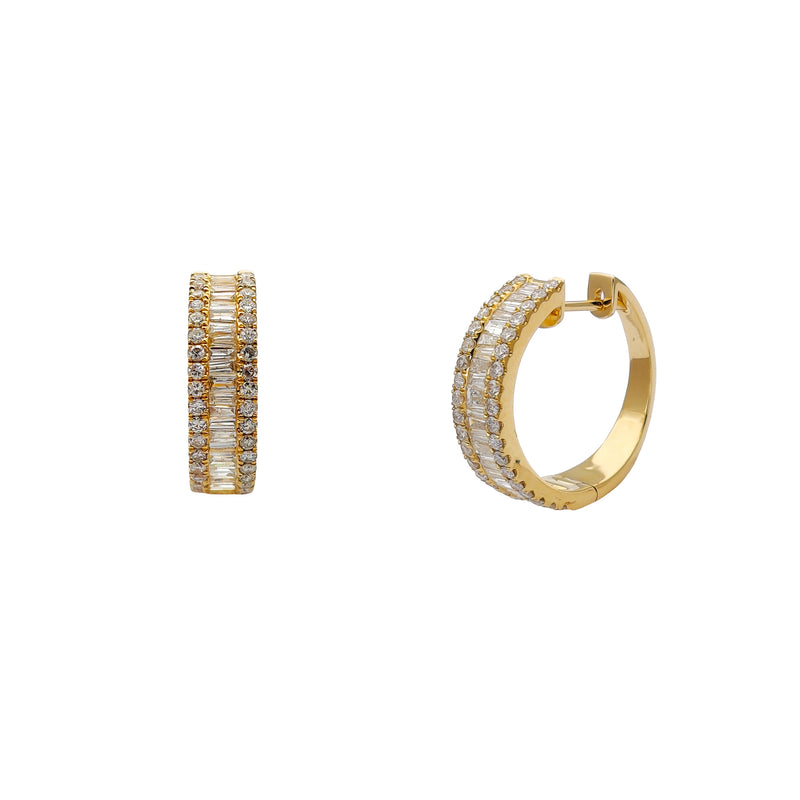Yellow Diamond Channel Setting Round Earrings (14K) Popular Jewelry New York