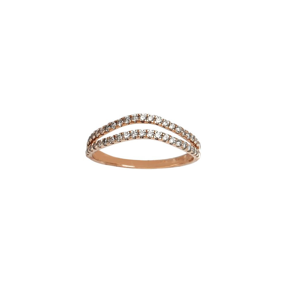 Diamond Chevron Rose Gold Ring (14K) Popular Jewelry New York