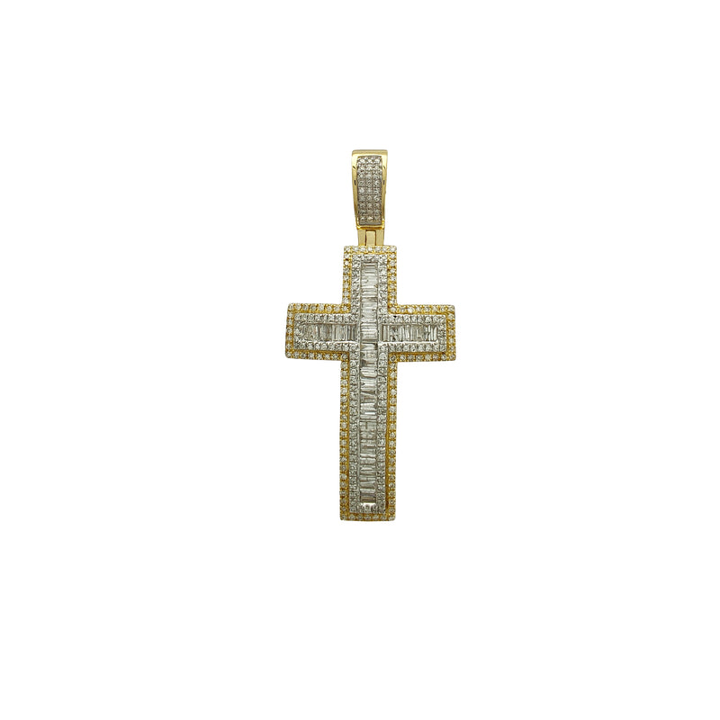 Diamond Cluster Concave Cross Pendant (14K) Popular Jewelry New York