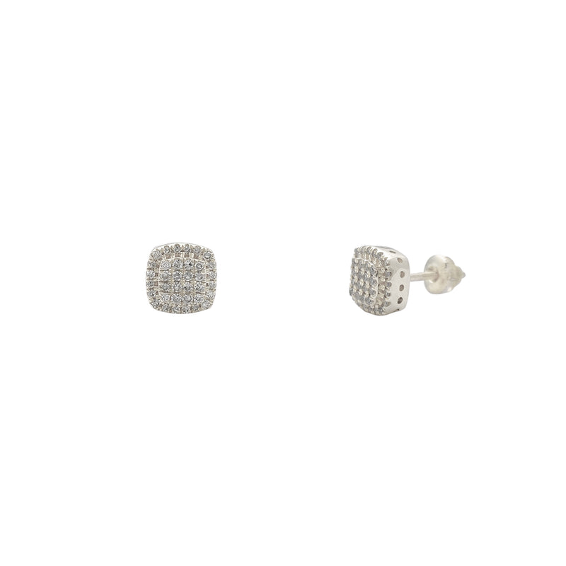 Diamond Cluster Cushion White Gold Stud Earrings (14K) Popular Jewelry New York